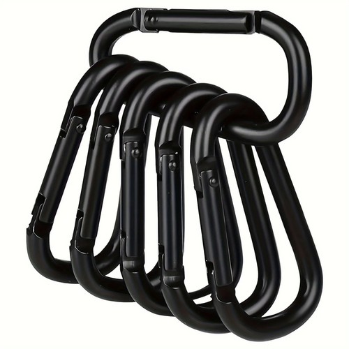 6pcs aluminum carabiner clips - aluminum,
