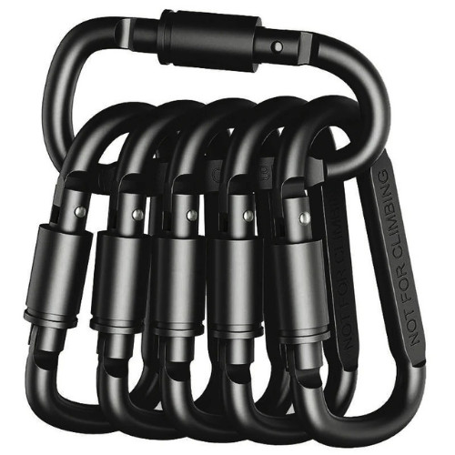6pcs aluminum carabiner clips - aluminum,